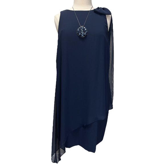 Tahari ASL Dresses Short Navy Blue Sleeveless Sheath Poshmark